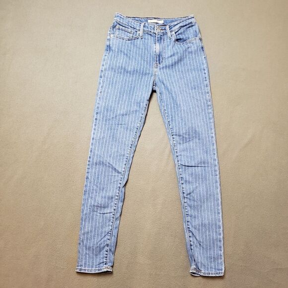 Levi's Women's High Rise Jeans - Blue and White - Picture 1 of 13